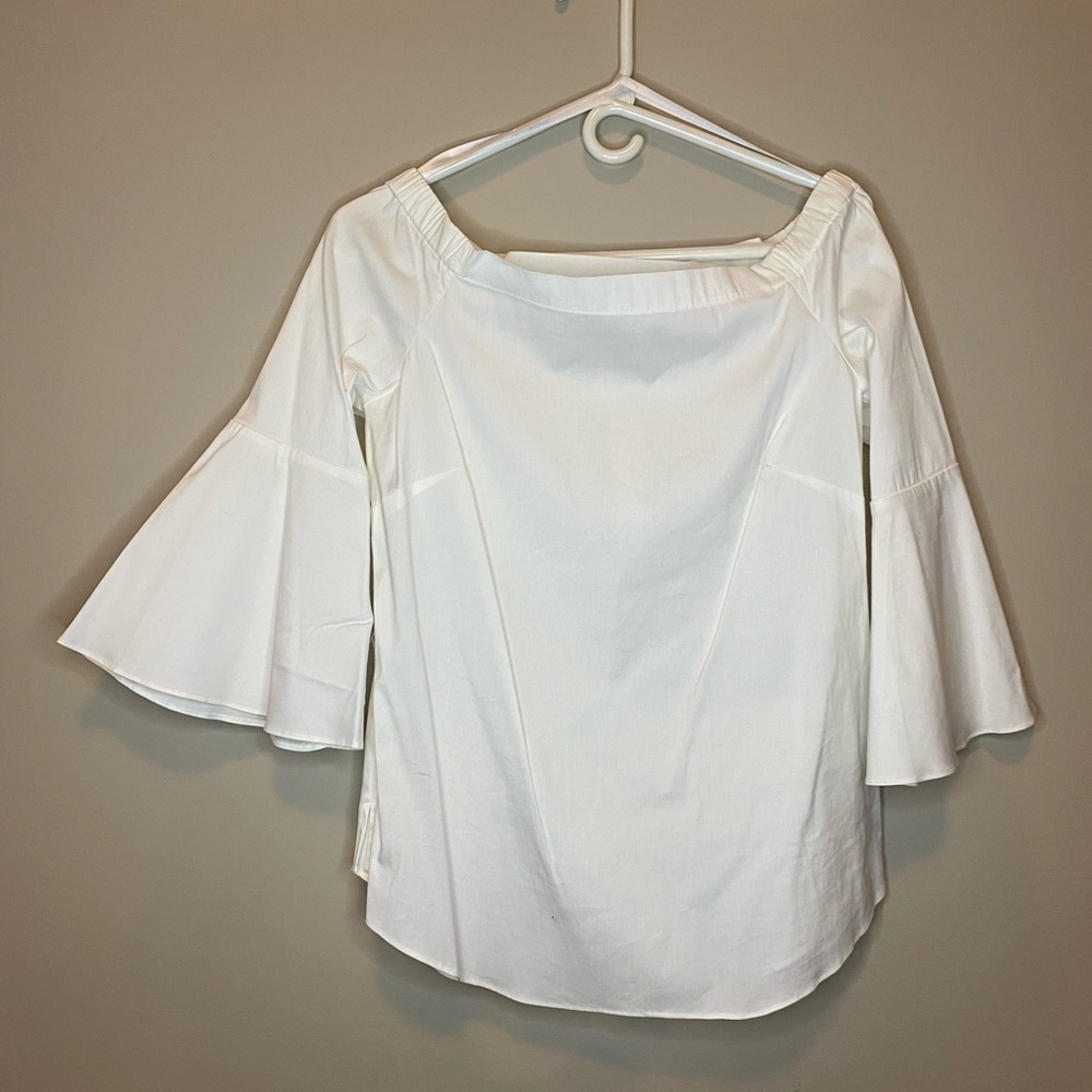 White House black market off the shoulder blouse with waist tie